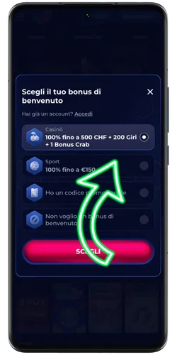 Scegliere un bonus per la registrazione su Viper Win