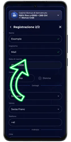 Screenshot delle istruzioni per creare un account sul sito web di Viperwin Casino