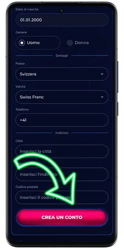 Pulsante di registrazione sul sito web di Viperwin Casino