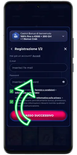 Modulo di registrazione sul sito web Viper Win